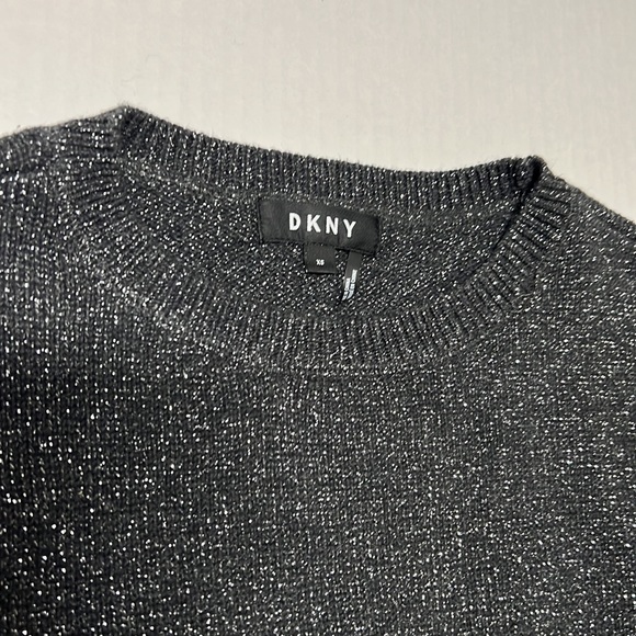 DKNY CrewNeck Sweater Women’s Size XS Charcoal Grey with Metallic Silver - Picture 6 of 11